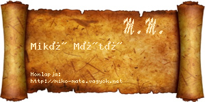 Mikó Máté névjegykártya
